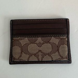Coach Id Card Case In Signature Coach Canvas, Brown, 3 Slots each side & Pocket